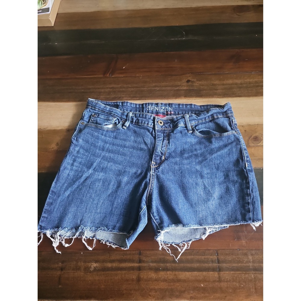 Denizen Levi's Women's Size 14 Ankle Skinny Denim Cutoff Shorts Raw Hem Blue0014
